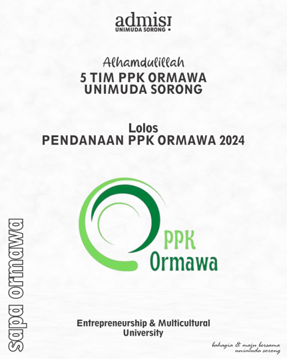Alhamdulillah 5 TIM PPK ORMAWA UNIMUDA SORONG, lolos PENDANAAN PPK ORMAWA 2024