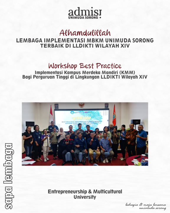 Alhamdulillah Lembaga Implementasi MBKM UNIMUDA Sorong, TERBAIK di LLDIKTI WILAYAH XIV