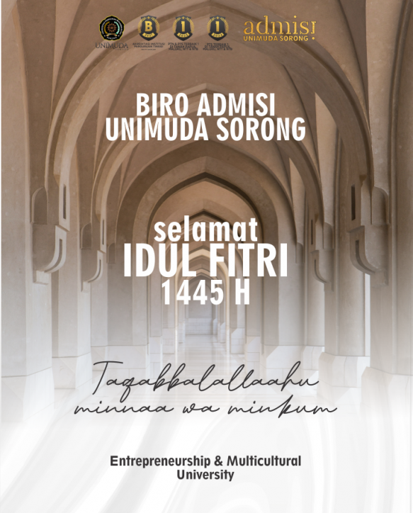 BIRO ADMISI UNIMUDA Sorong mengucapkan Selamat Idul Fitri 1445 H