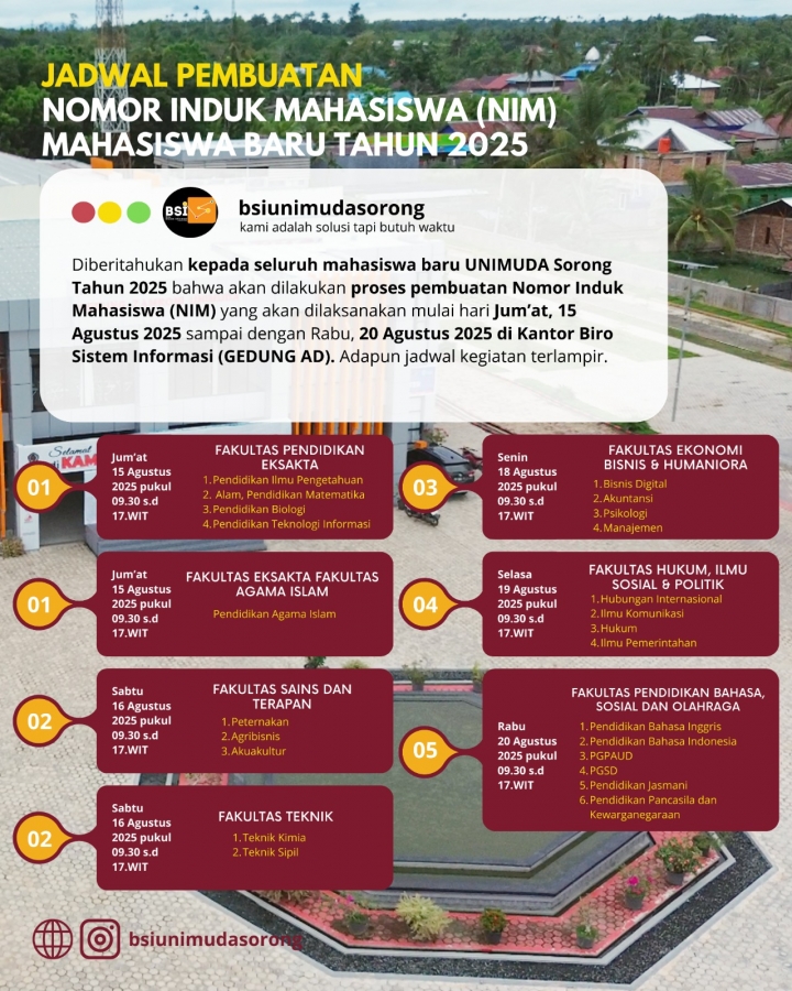 Pembuatan Nomor Induk Mahasiswa (NIM) bagi Mahasiswa Baru 2025