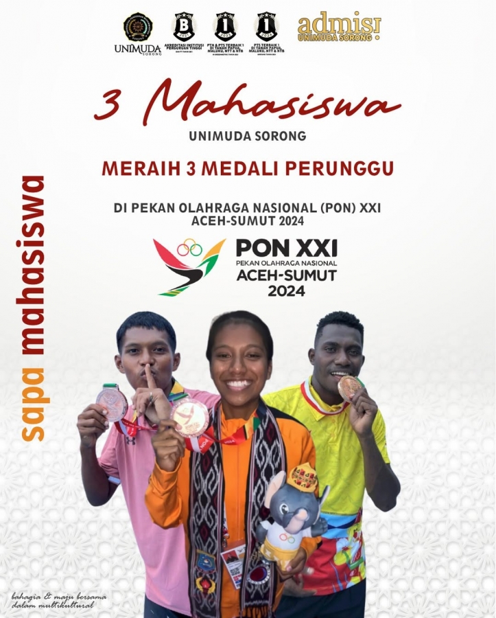 SAPA MAHASISWA kali ini datang dari Mahasiswa Berprestasi 3 MAHASISWA UNIMUDA SORONG MERAIH MEDALI PERUNGGU, di Pekan Olahraga Nasional (PON) XXI ACEH-SUMUT 2024