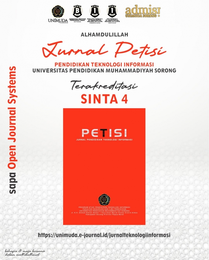 SAPA OJS kali ini datang dari Jurnal Petisi (Pendidikan Teknologi Informasi) UNIMUDA Sorong, yang terakreditasi SINTA 4
